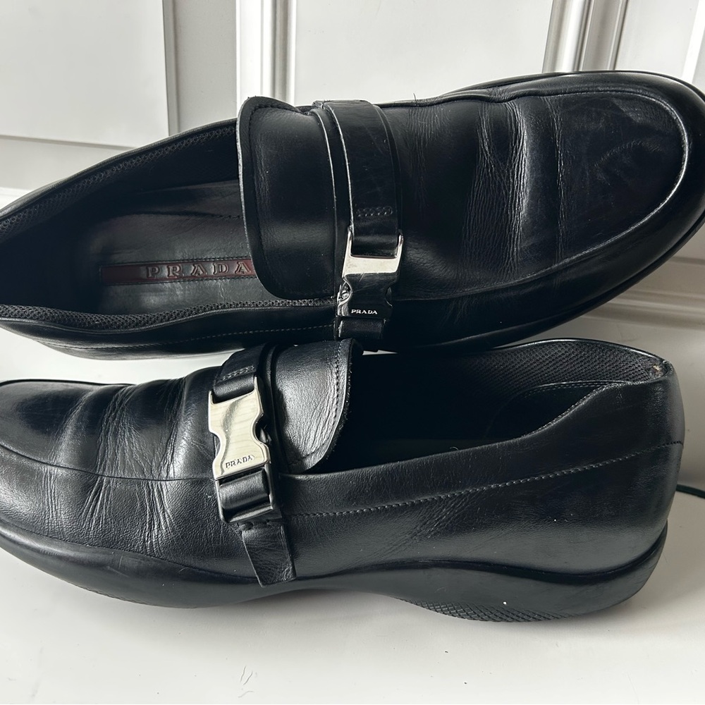 Prada Men's Black Leather Loafers